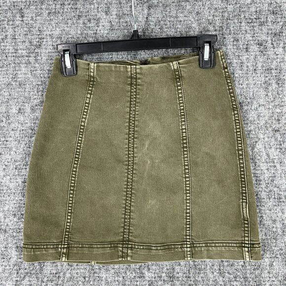 Free People Skirt Womens 2 Green Mini Short Modern Femme Festival Party Boho - Picture 2 of 8